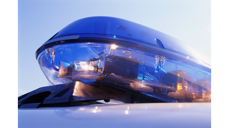 Close-up of emergency lights on police car