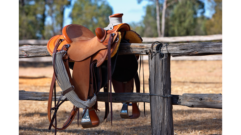 Western Horse Saddle and Fence