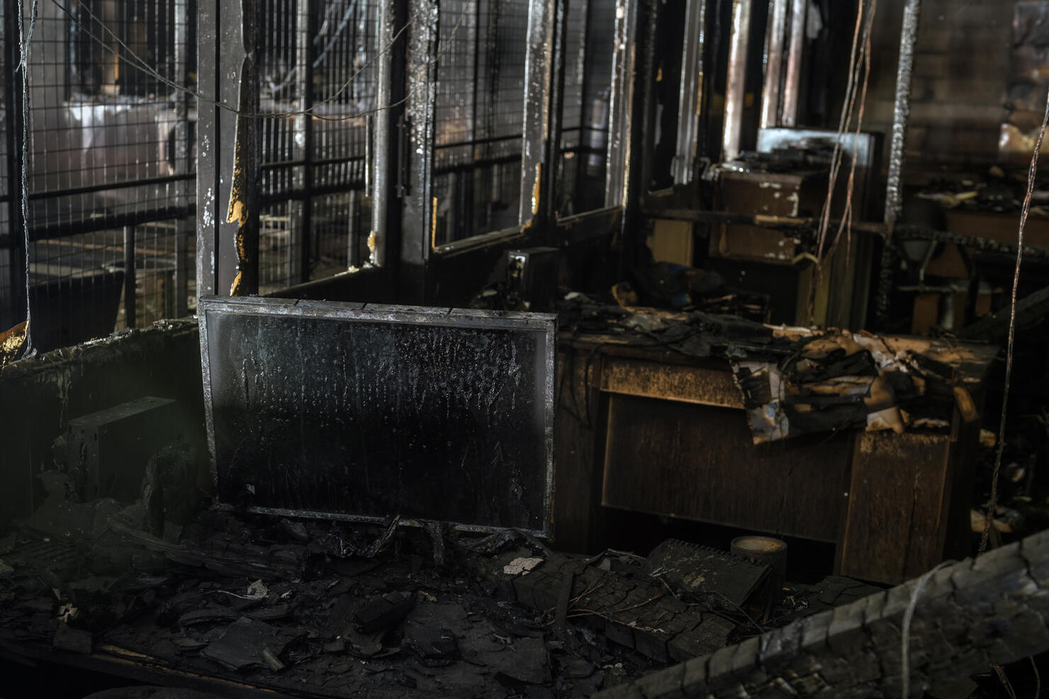 Burned office