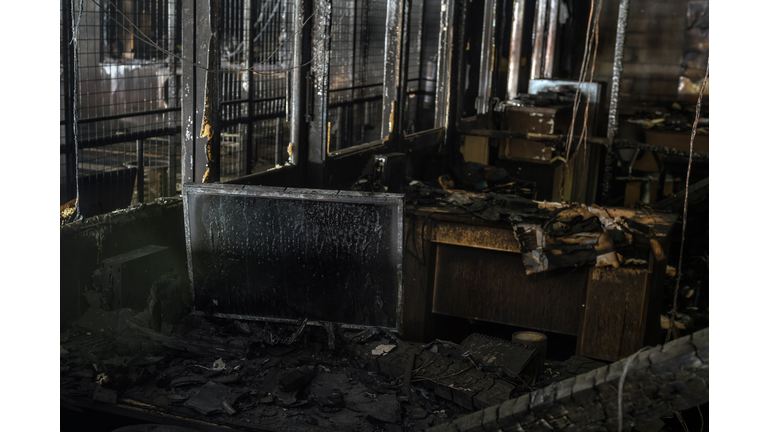 Burned office