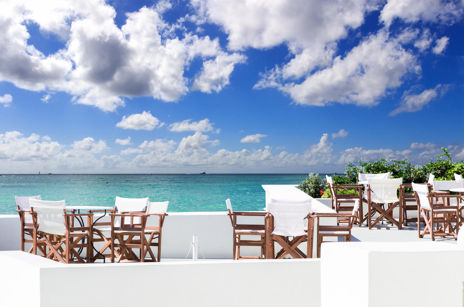 Restaurant terrace with beautiful sea view