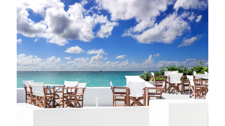 Restaurant terrace with beautiful sea view