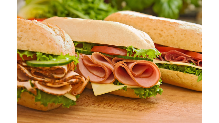 Turkey/chicken breast, ham & swiss and salami sandwiches