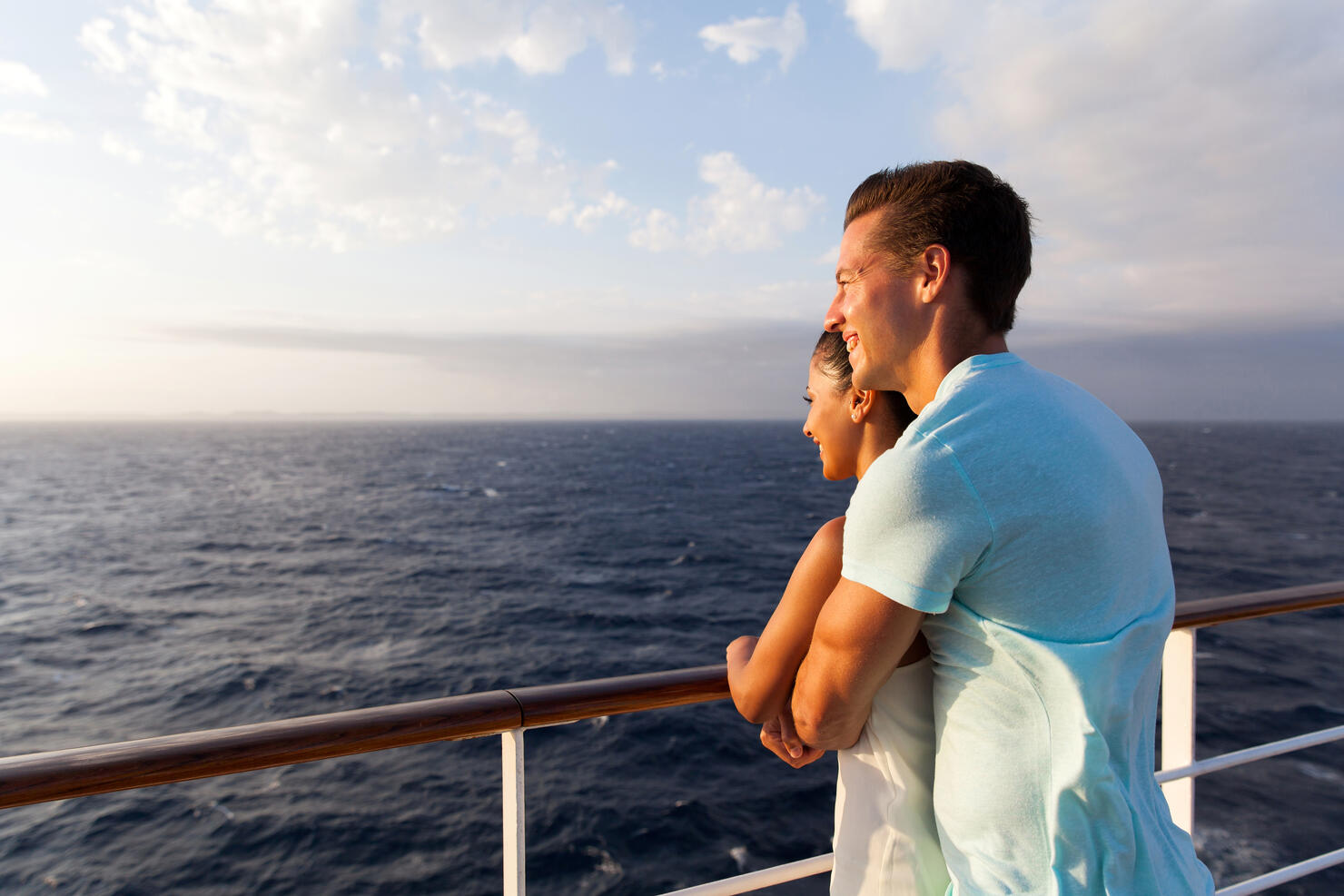 couple enjoying sea view in the morning
