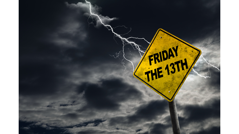 Friday the 13th Sign With Stormy Background