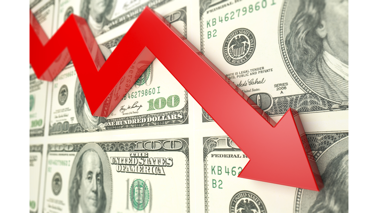 Red arrow And dollar finance decline graph- Stock image