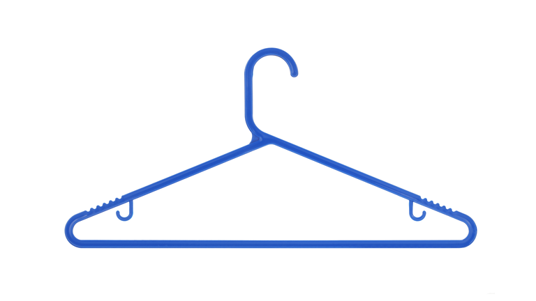 Black plastic coat hanger isolated on a white background