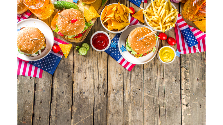 Traditional American Picnic with burgers