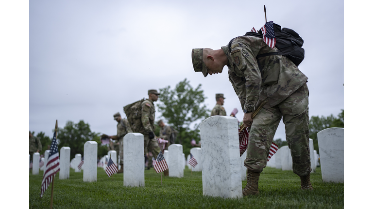 Arlington Cemetery Hosts Annual Flags-In Ceremony Ahead Of Memorial Day Weekend