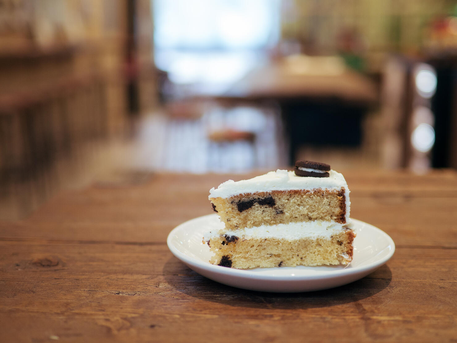 Cookie cake slice at the coffee shop