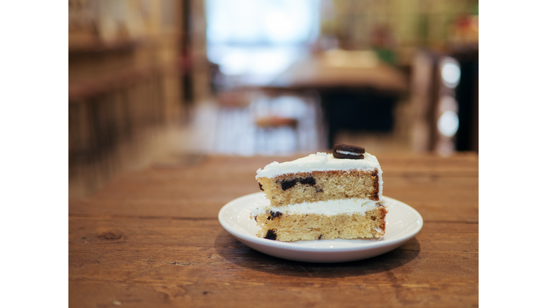 Cookie cake slice at the coffee shop
