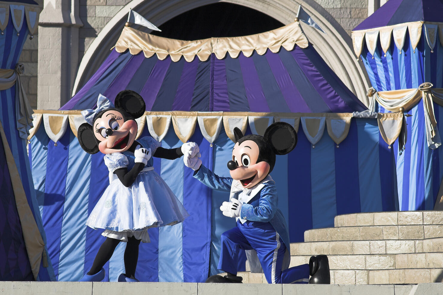 Mickey and Minnie Mouse on stage, Magic Kingdom, Orlando, Florida, USA