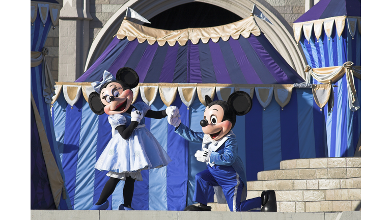 Mickey and Minnie Mouse on stage, Magic Kingdom, Orlando, Florida, USA