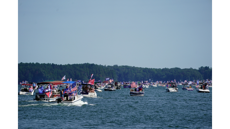 Pro-Trump "Great American Boat Parade" Held At Lake Lanier In Georgia