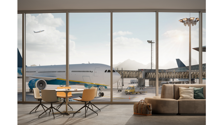 3d rendering of the airport terminal