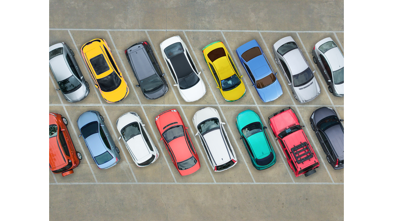 Empty parking lots, aerial view.
