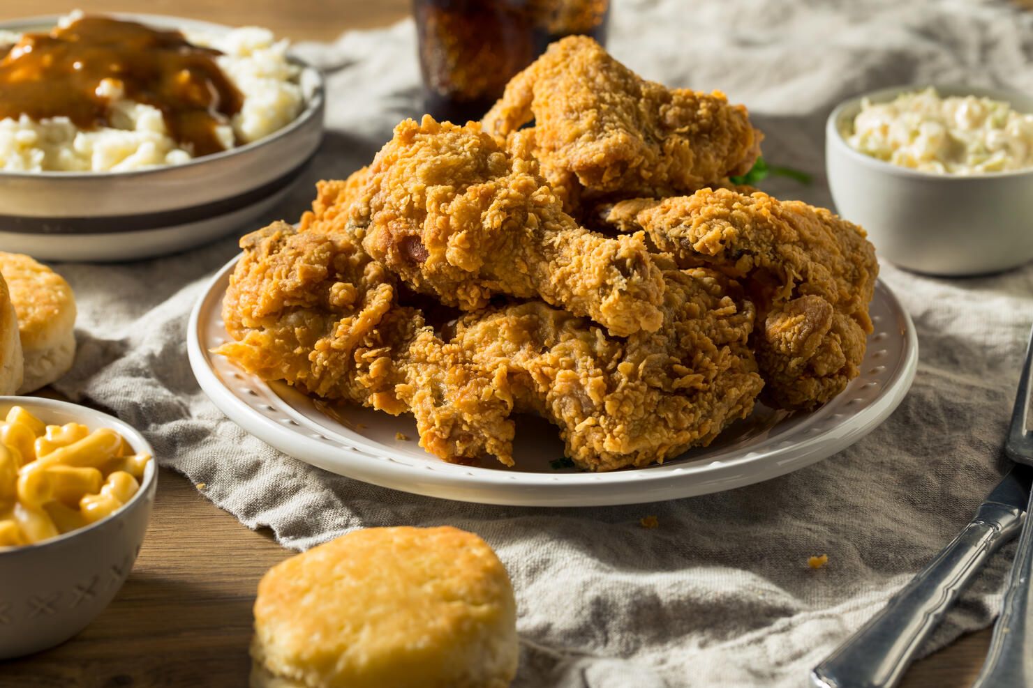Homemade Southern Fried Chicken Dinner