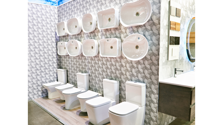 Flush toilets in store