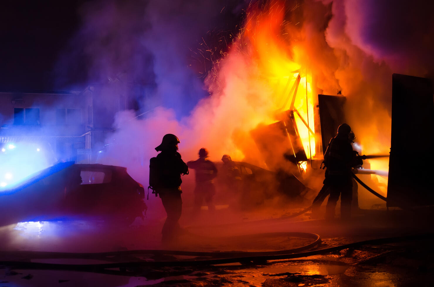 Firefighters fighting fire