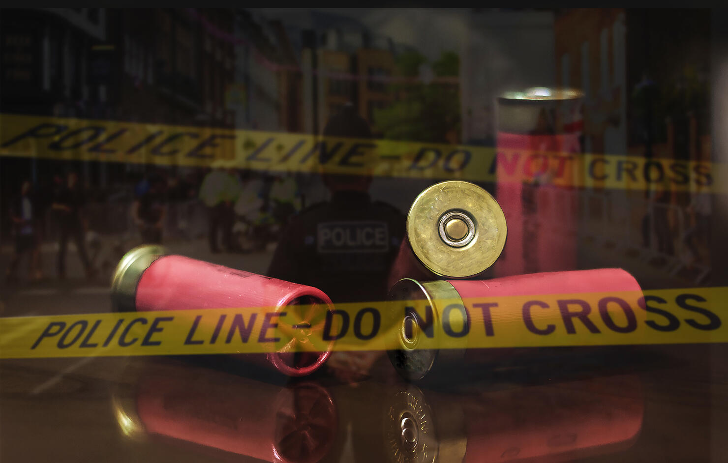 Police crime scene after a shooting