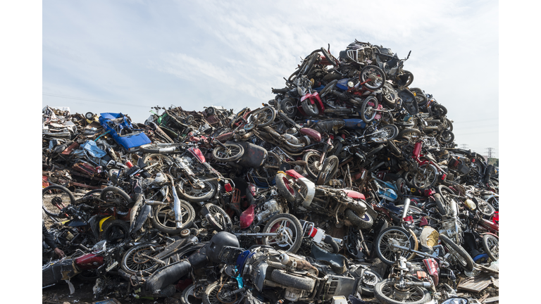 Recycling of metal-based consumer products in a scrap yard.