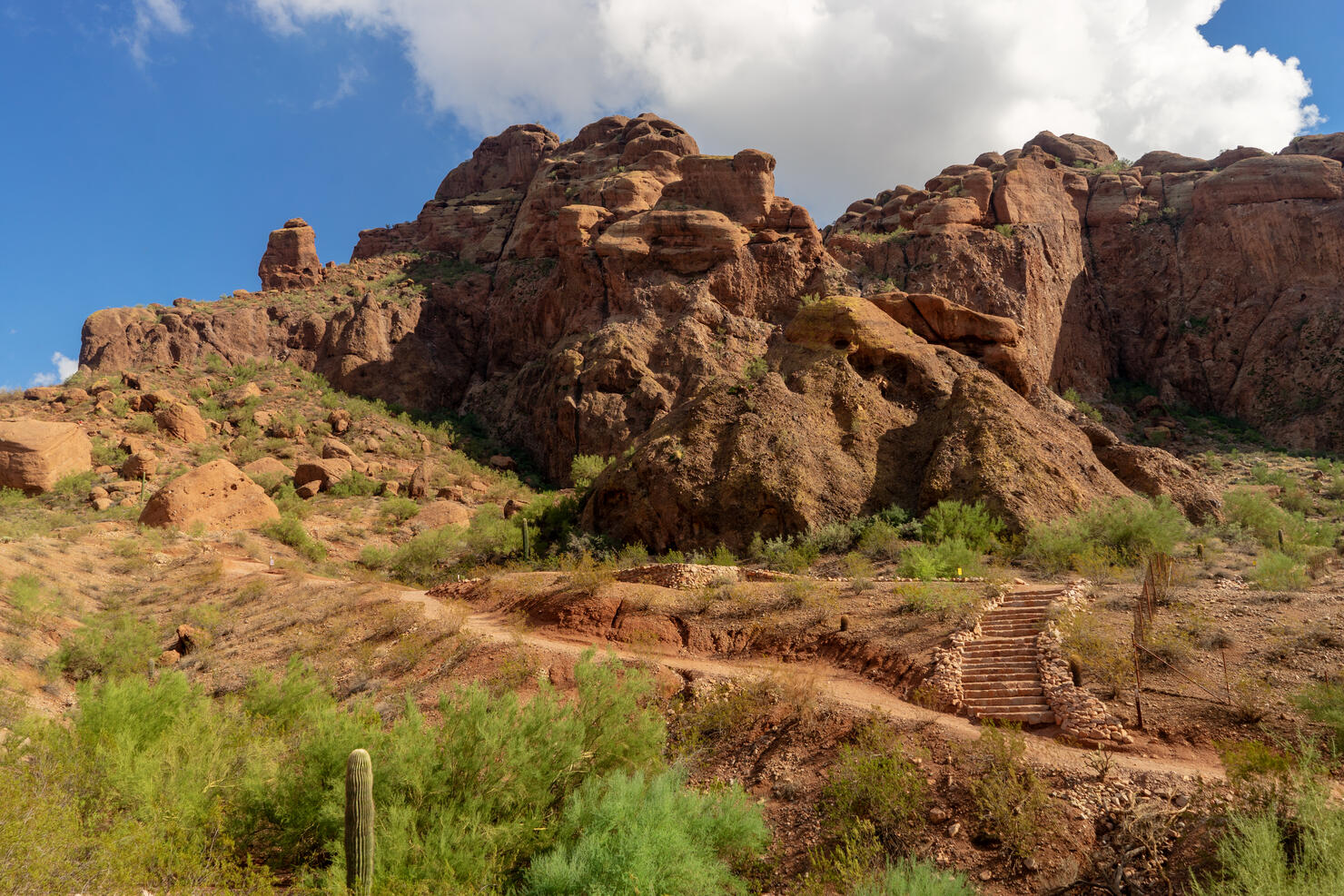 Camelback Mountain Echo Canyon recreation area trail in Phoenix, Arizona.
