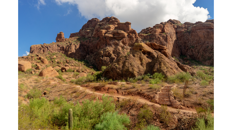 Camelback Mountain Echo Canyon recreation area trail in Phoenix, Arizona.