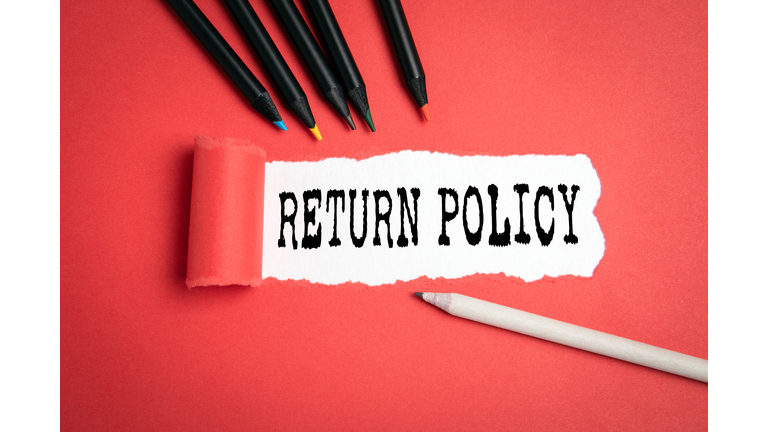 Return policy. online store orders, company policies and good service concept