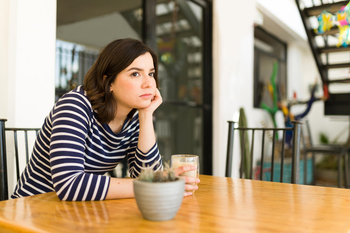 Depressed woman feeling lonely