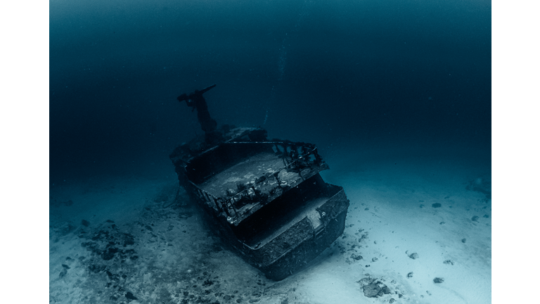 Abandoned Boat In Sea