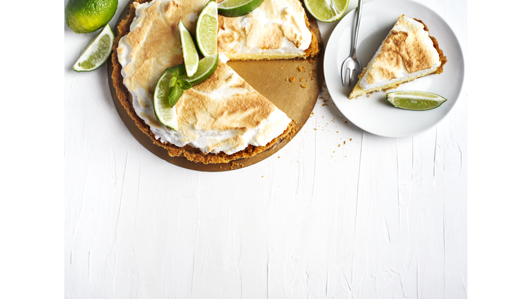 Key Lime Pie. Citrus pie with meringue