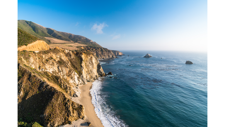 Exploring California's Central Coast Charms, the rugged Big Sur coastline along Highway 1, between Carmel Highlands and Big Sur, Monterey County, California USA. (Day)