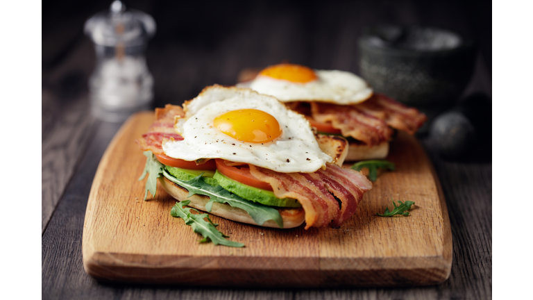 Healthy bacon fried egg brunch