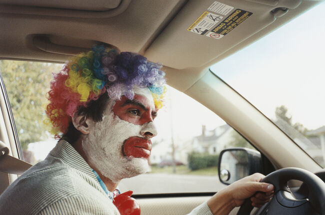 Clown Driving Car