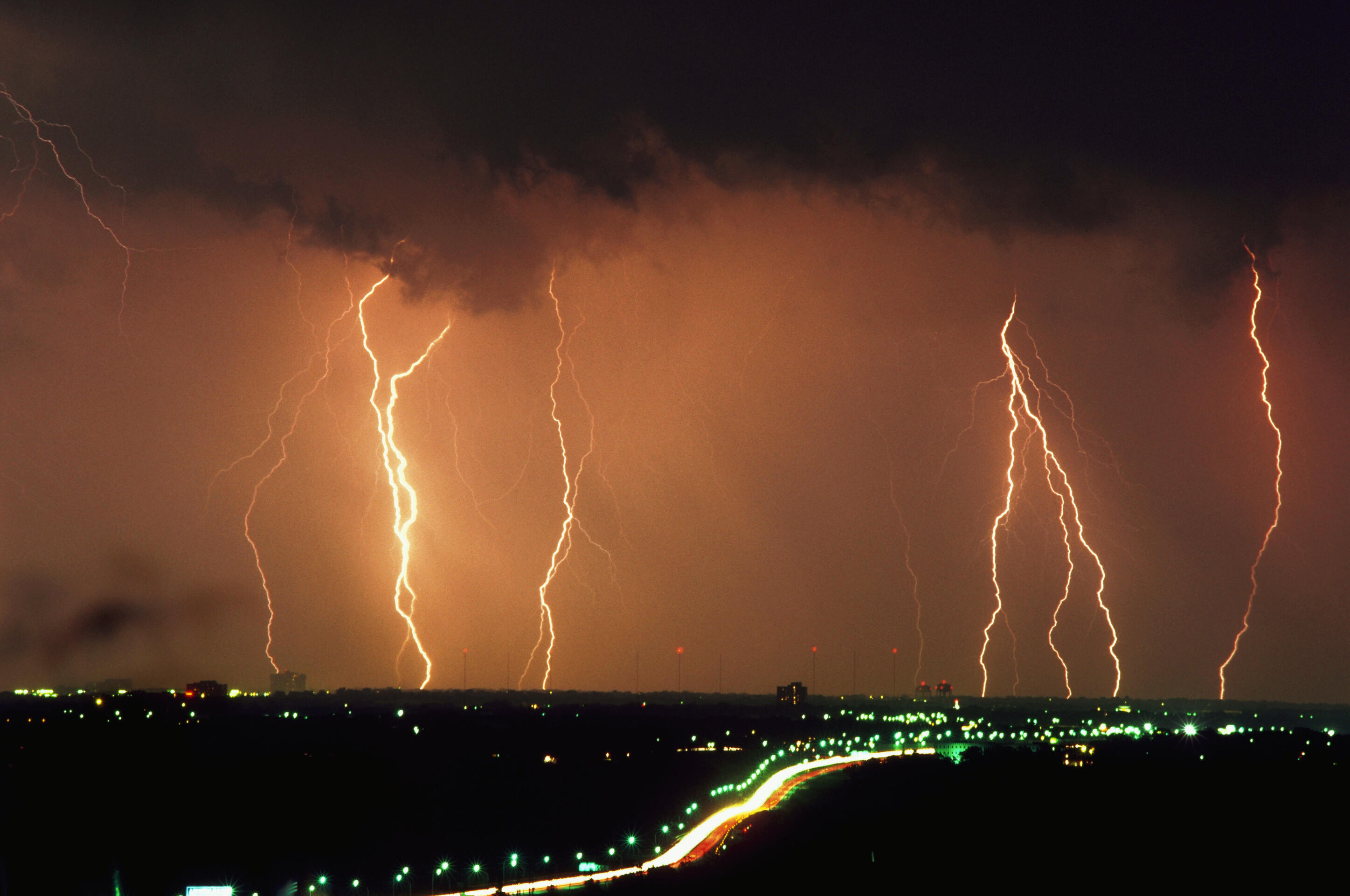 orange lightning storm