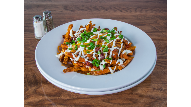 Loaded chili cheese french fries