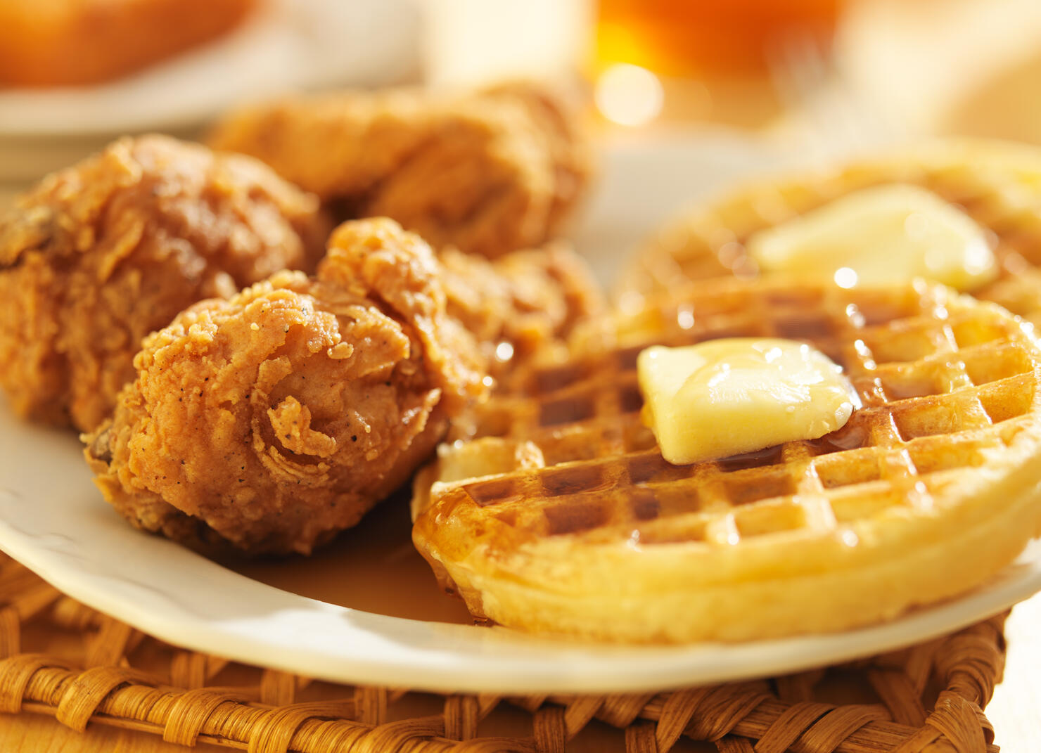 fried chicken and waffles  close up
