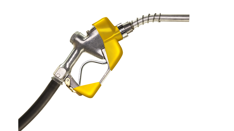 Yellow Gas Pump on Pure White Background