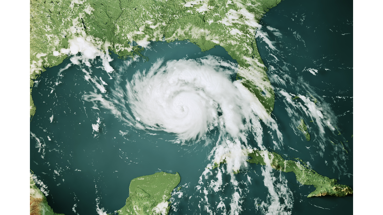 Hurricane Ida 2021 Topographic Map 3D Render Color