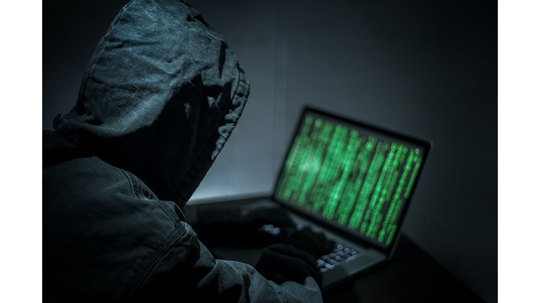 Hacker stealing password and identity, computer crime