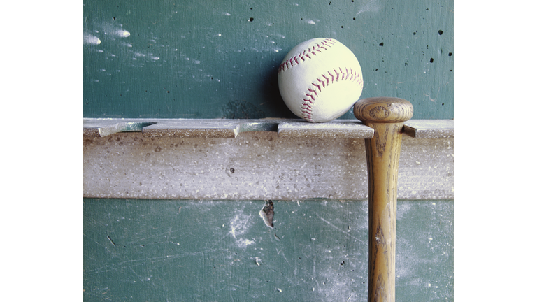 Baseball and Bat on Rack