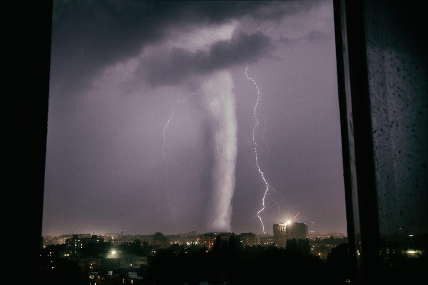 Tornado over city