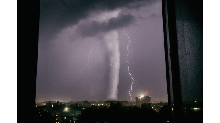 Tornado over city