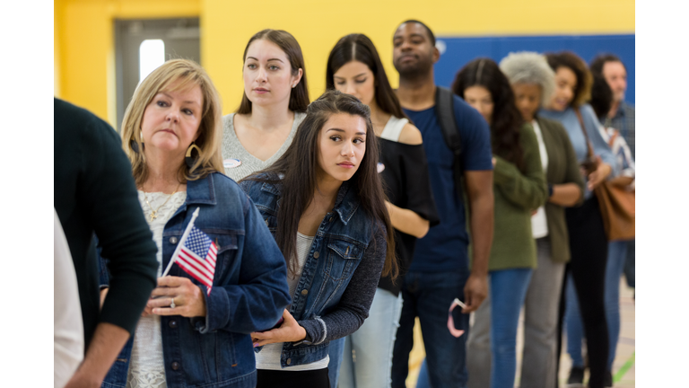 Impatient woman waiting to vote