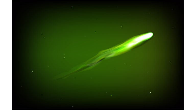 Flaming asteroid in atmosphere.