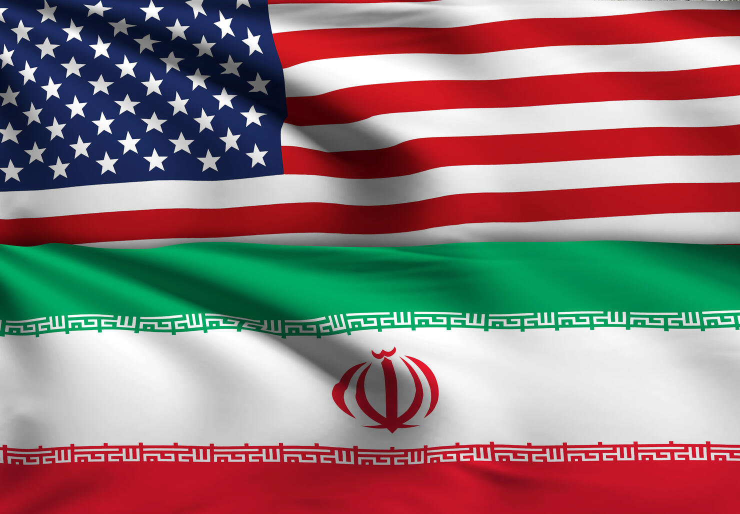 Iran - Iranian Flag USA Flag with No Texture