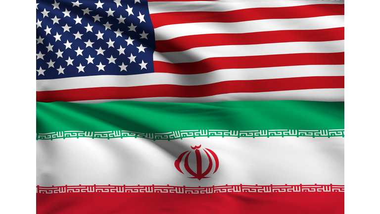 Iran - Iranian Flag USA Flag with No Texture