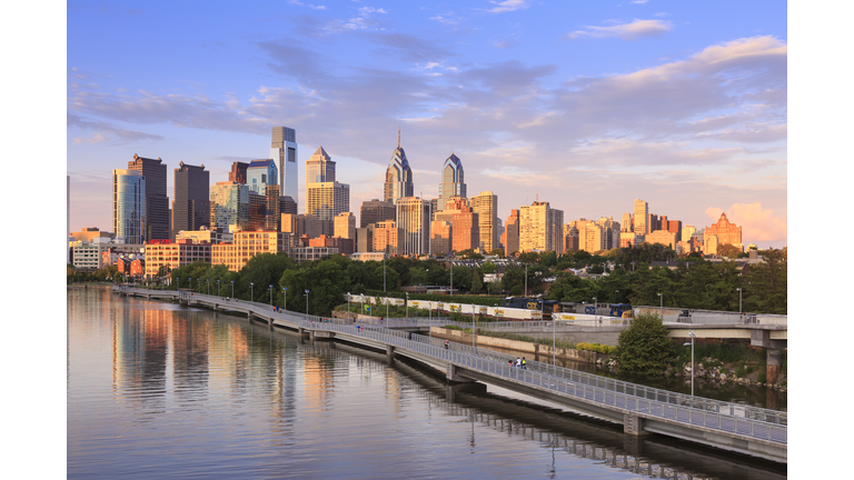 Philadelphia skyline with Schuylkill River