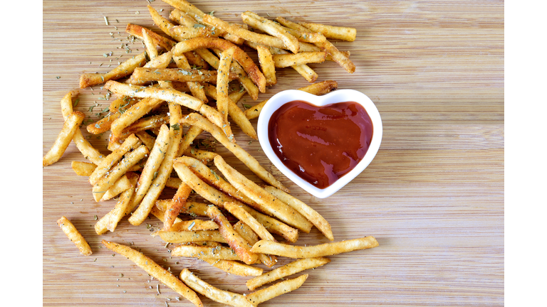 French fries and ketchup