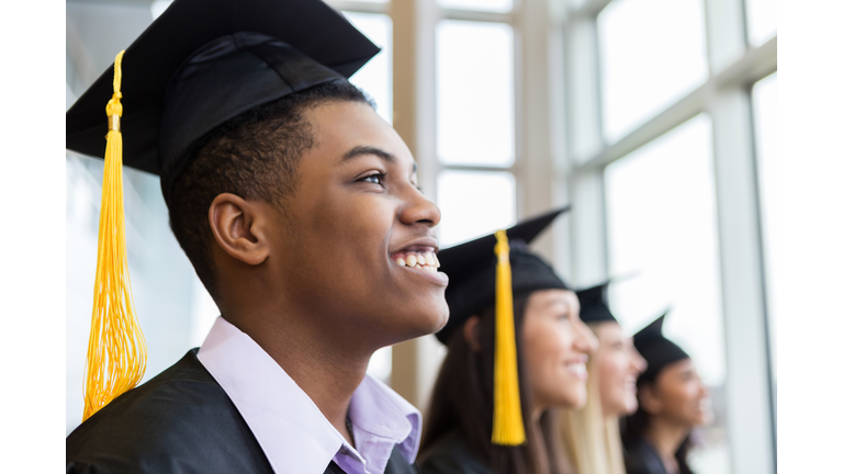 Proud male high school graduate